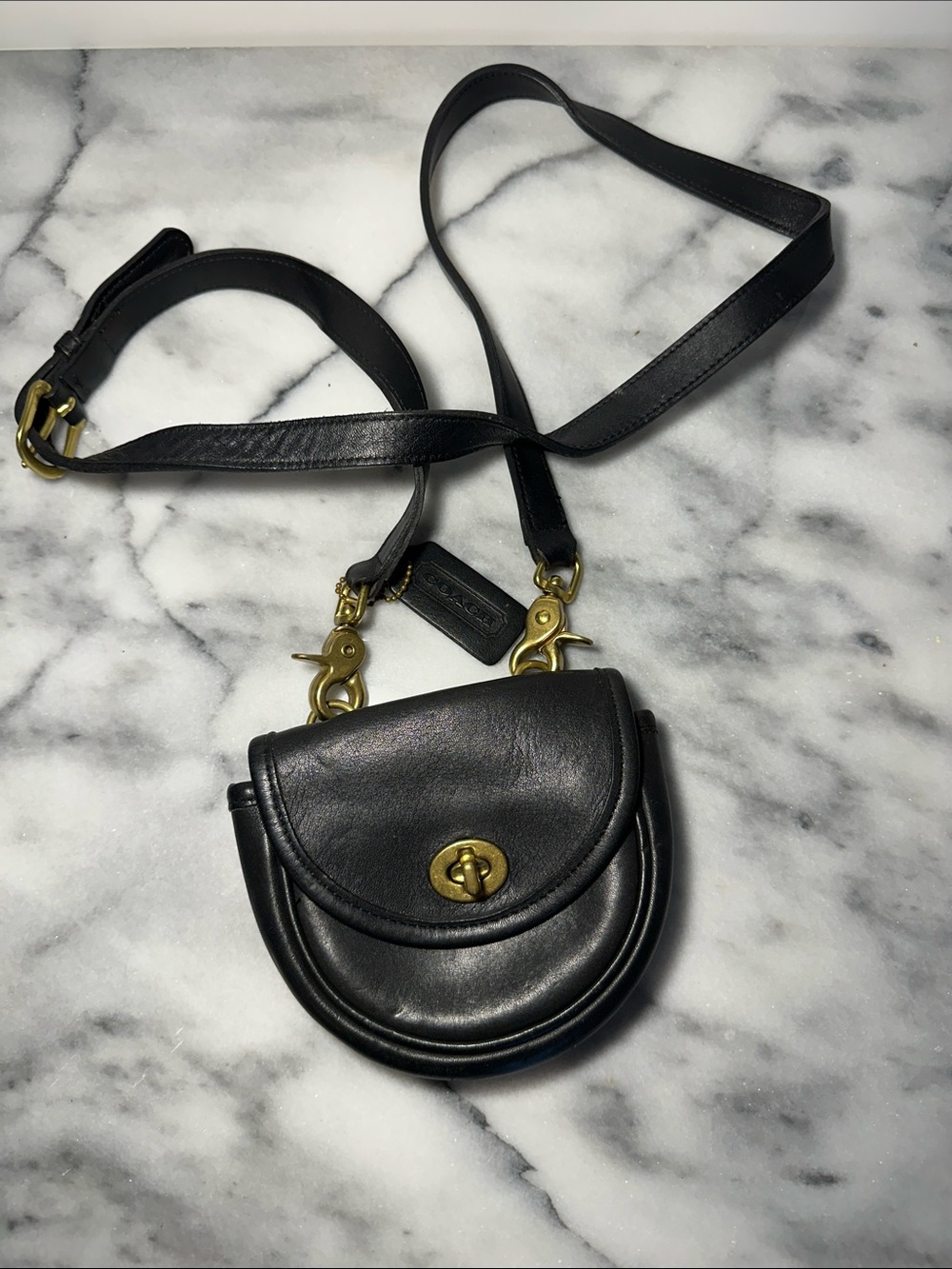 Vintage black leather Coach crossbody/belt bag